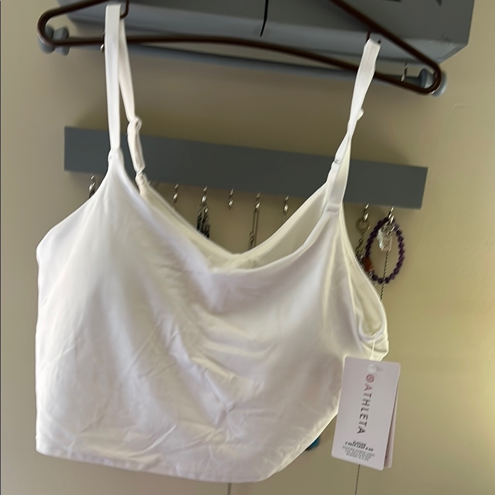 Athleta Elation V-neck Crop White Tank Top